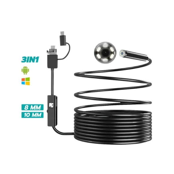 กล้องงู HD USB-android-type C 3IN1 (8 มิลิเมตร) สายยาว10เมตร รุ่น TC-10