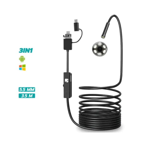 กล้องส่องท่อ USB-android-type C เลนส์ 5.5 มิลิเมตร สายยาว 3.5 เมตร