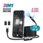 กล้องงู 2 เลนส์ 8 มิลลิเมตร Full HD 3IN1 Micro USB-TypeC-Lightning